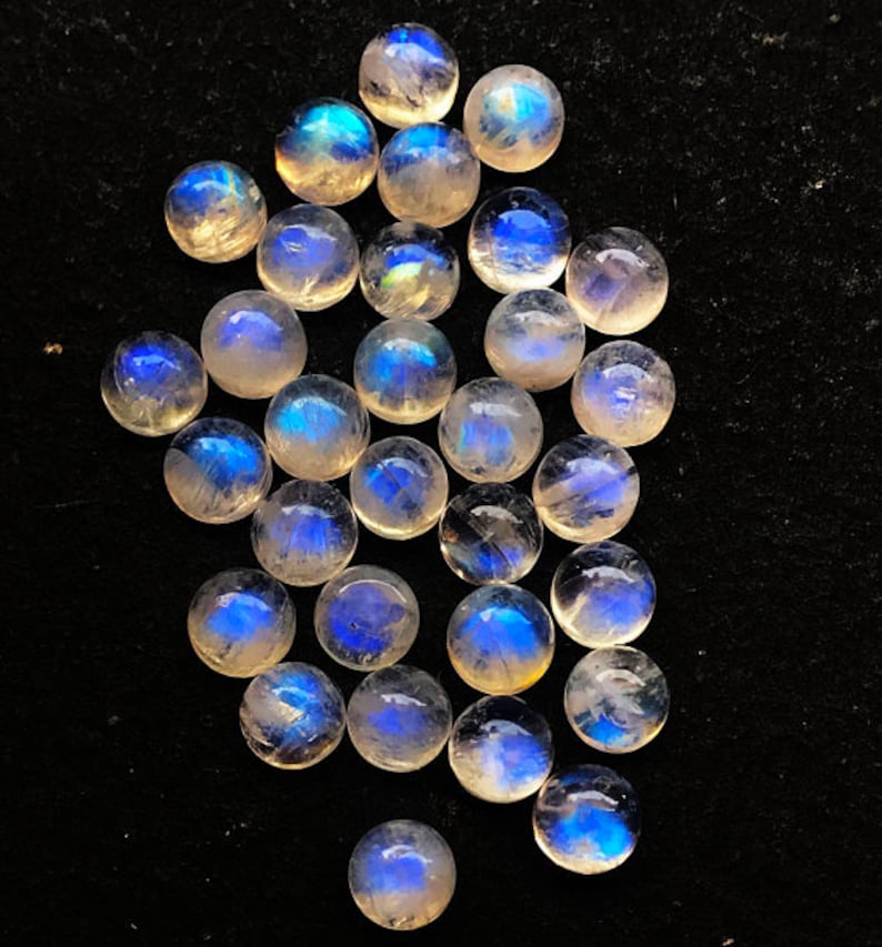 Moonstone Cabs Natural Rainbow Moonstone 8mm Round Cabochon 5 Pieces 8mm Rainbow Moonstone Round Cabochon Rainbow Moonstone Cabochon
