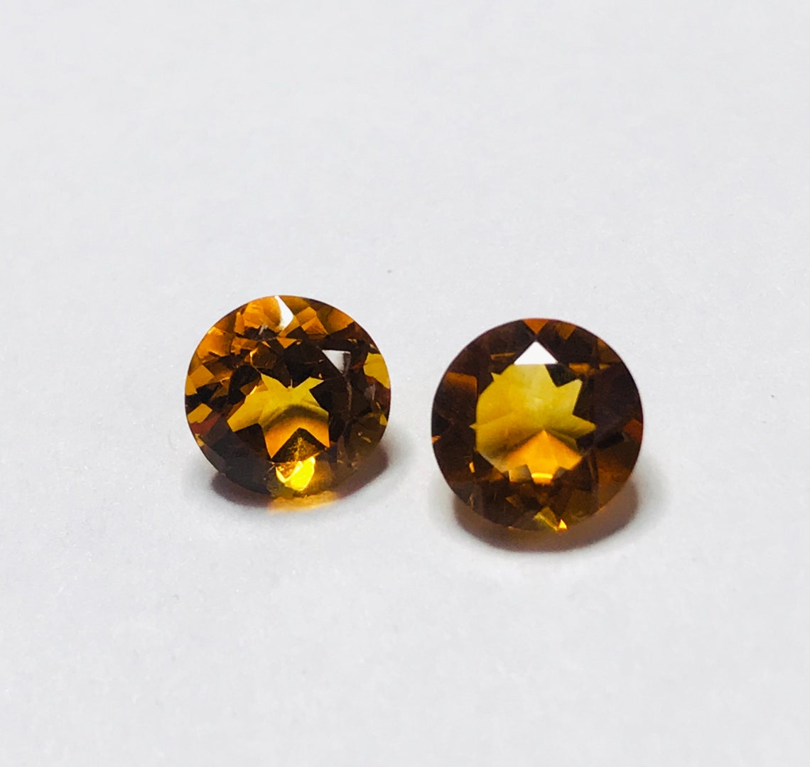 2 Pieces 10mm Citrine Faceted Round Loose Gemstones Natural Etsy UK