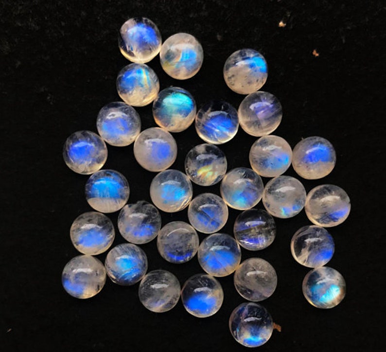 Moonstone Cabs Natural Rainbow Moonstone 8mm Round Cabochon 5 Pieces 8mm Rainbow Moonstone Round Cabochon Rainbow Moonstone Cabochon