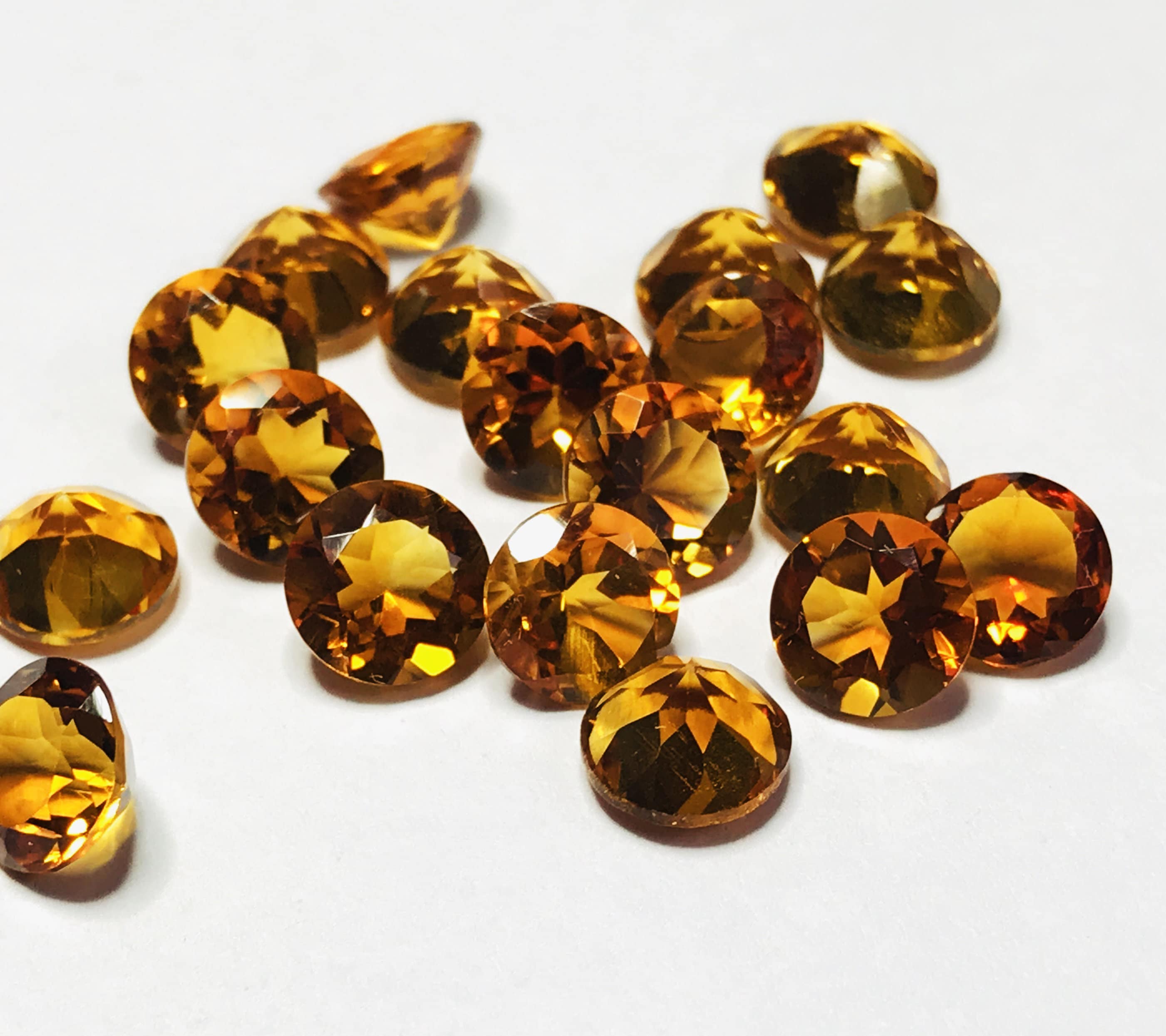 2 Pieces 10mm Citrine Faceted Round Loose Gemstones Natural Etsy UK