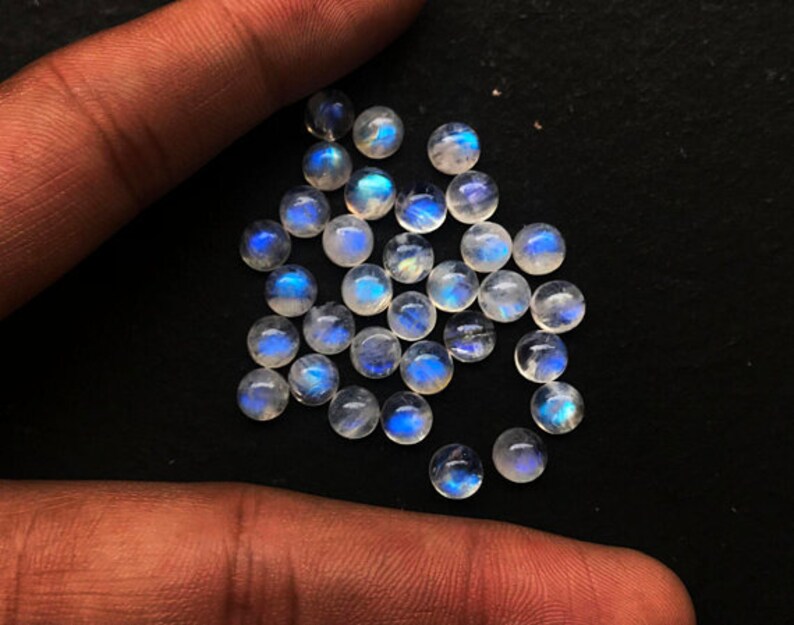 Moonstone Cabs Natural Rainbow Moonstone 8mm Round Cabochon 5 Pieces 8mm Rainbow Moonstone Round Cabochon Rainbow Moonstone Cabochon
