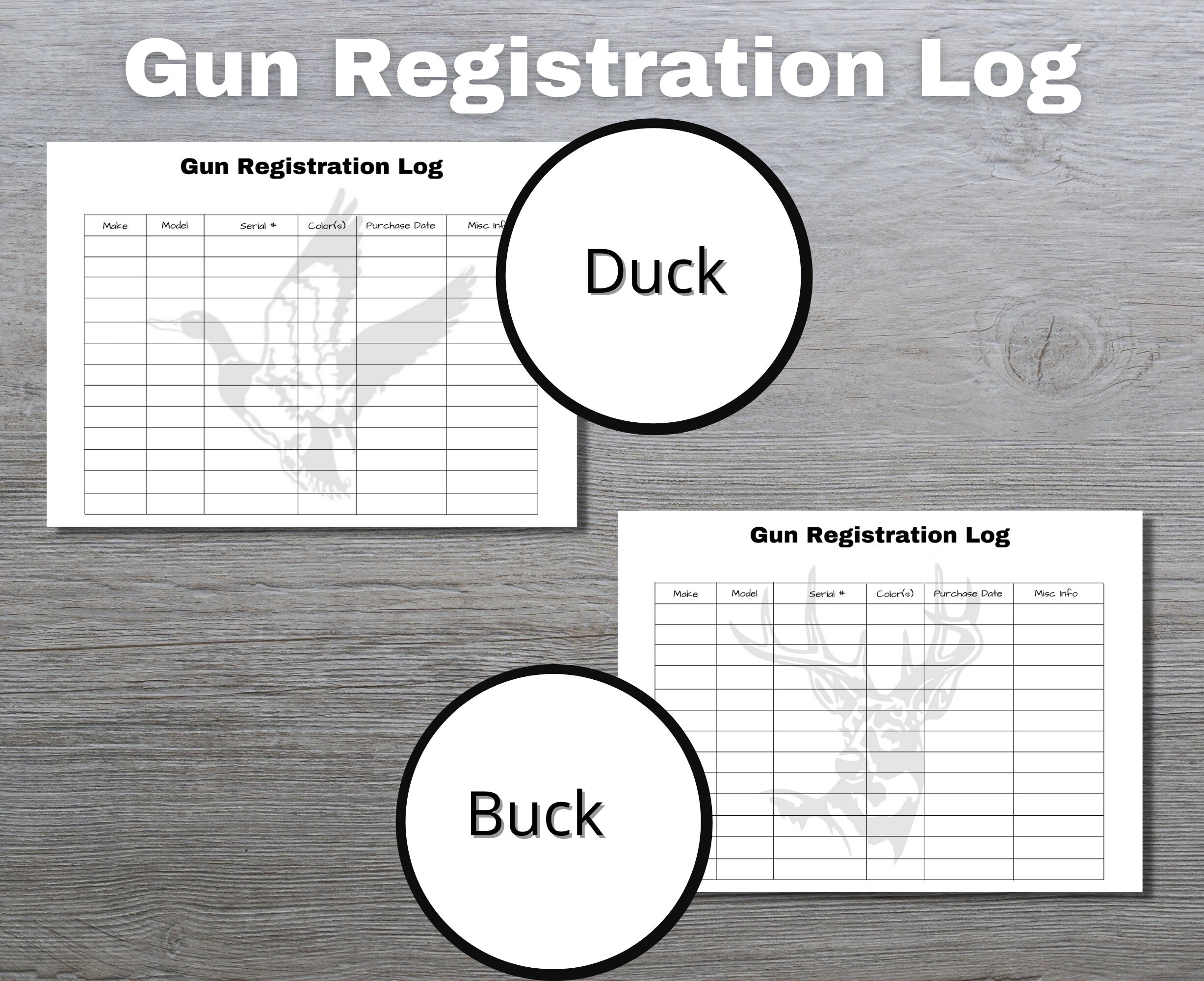 Gun Registration Log Gun Serial Number Log Firearm Registry Etsy