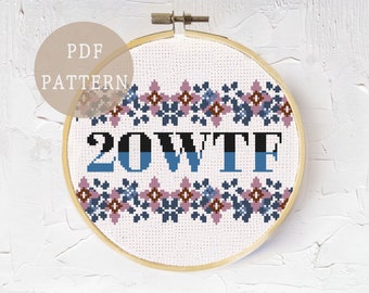 Funny New Year Cross Stitch Pattern | Rude Floral Home Decor | Subtle Political Needlework