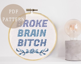 Funny Mental Health Cross Stitch Pattern | Modern Needlepoint Art | Subversive  Home Decor