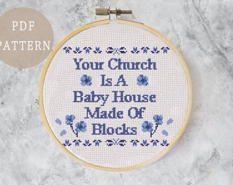 Thoreau inspired Cross Stitch Pattern | Subversive Political Home Decor | With Philosophy Quote