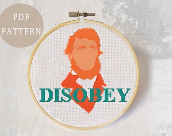 Henry David Thoreau Cross Stitch Pattern | Subtle Political Home Decor | Funny English Teacher Gifts