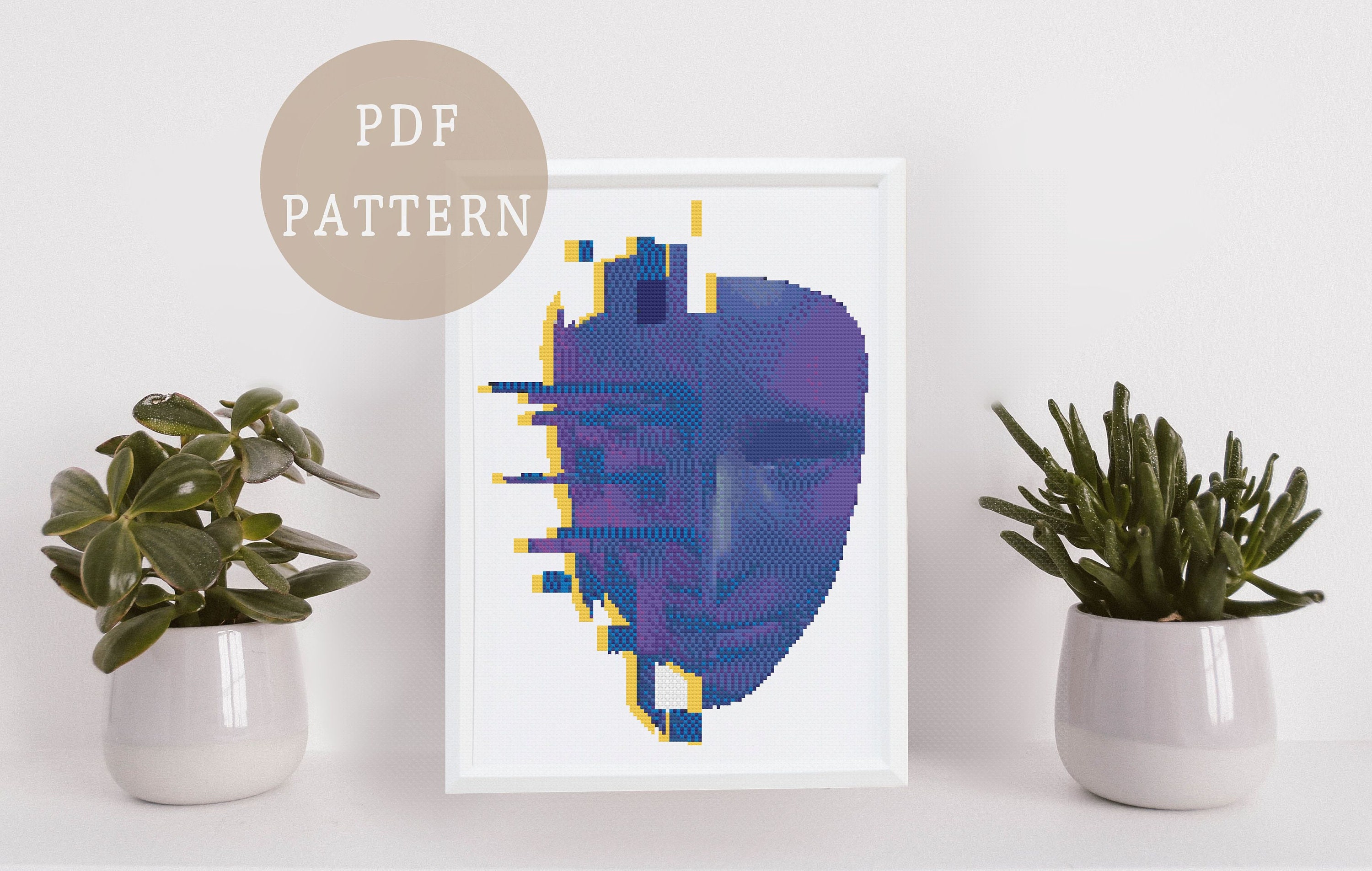 Vaporwave Cross Stitch Pattern | Neon Cyberpunk Inspired Home Decor ...