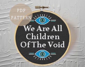 Dark and Ominous Eye Cross Stitch Pattern l Neon Aesthetic on Black Aida l DIY Gothic Home Decor