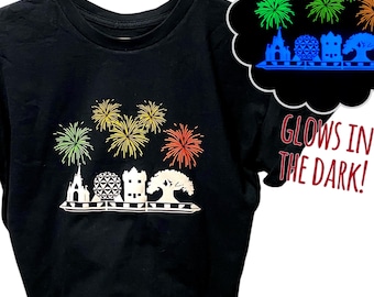 Glow Disney World Fireworks T-Shirt | Family Vacation Outfit | Magic Kingdom, EPCOT, Hollywood Studios, Animal Kingdom | Cinderella Castle