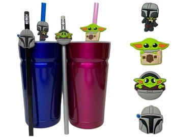 Mandalorian Straw Buddies | The Child Pencil Topper | Grogu | Baby Yoda | Star Wars Birthday Party Loot Bag Gifts | Rewards or Prizes