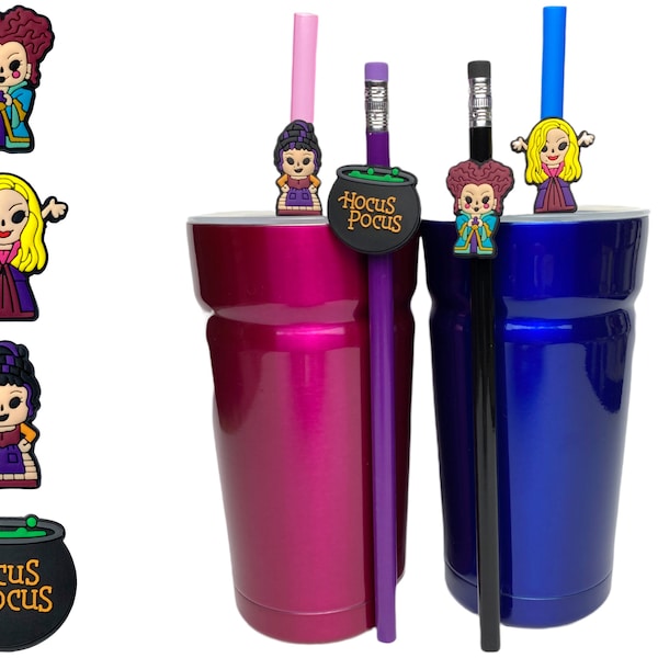 Hocus Pocus Straw Buddies | Sanderson Sisters Pencil Topper | Winifred, Mary, Sarah, Cauldron | Disney Witches | Gift or Party Grab Bag