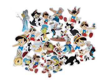 Pinocchio Stickers | Vinyl Sticker for Laptop, Scrapbook, Phone, Luggage, Journal, Party Decoration | Assorted Stickers