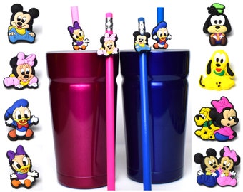 Baby Fab 6 Disney Straw Buddies | Mickey and Minnie Mouse | Pluto and Goofy | Donald and Daisy Duck Pencil Topper | Baby Shower Gift