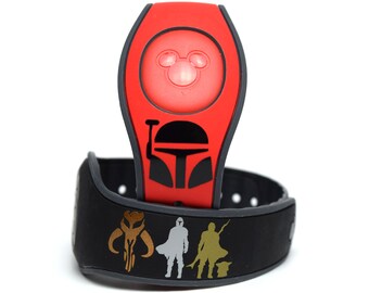 Mandalorian & Grogu Decals for MagicBand 2 and MagicBand+ | Star Wars Vinyl Sticker for Magic Band | Baby Yoda Decoration Disney World Trip