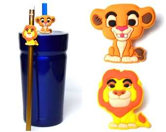 Lion King Straw Buddies | Simba & Mufasa Pencil Topper | Birthday Party Loot Bag | Disney Cruise Fish Extender | Rewards or Prizes