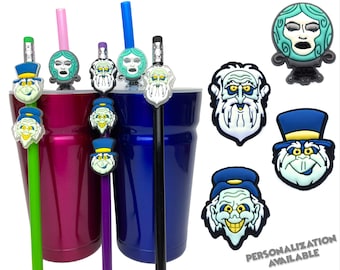 Haunted Mansion Straw Buddies | Madame Leota & Hitchhiking Ghosts Pencil Toppers | Disney World | Gus, Phineas, Ezra | Tumbler Decoration