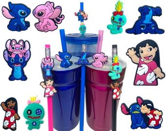 Lilo & Stitch Straw Buddies | Angel and Scrump Pencil Topper | Disney Cruise Fish Extender | Loot Bag Gift | Birthday Party Prizes