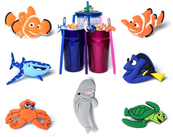 Finding Nemo Straw Buddies | Finding Dory Pencil Toppers | Birthday Party Loot Bag Gifts | Rewards or Prizes | Crush, Bailey, Marlin, Hank