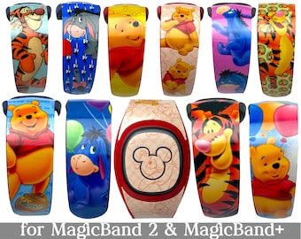 Winnie the Pooh Skins for MagicBand 2.0 or MagicBand+ | Tigger Magic Band Decal | Eeyore | Disney World | Fits Child & Adult Band