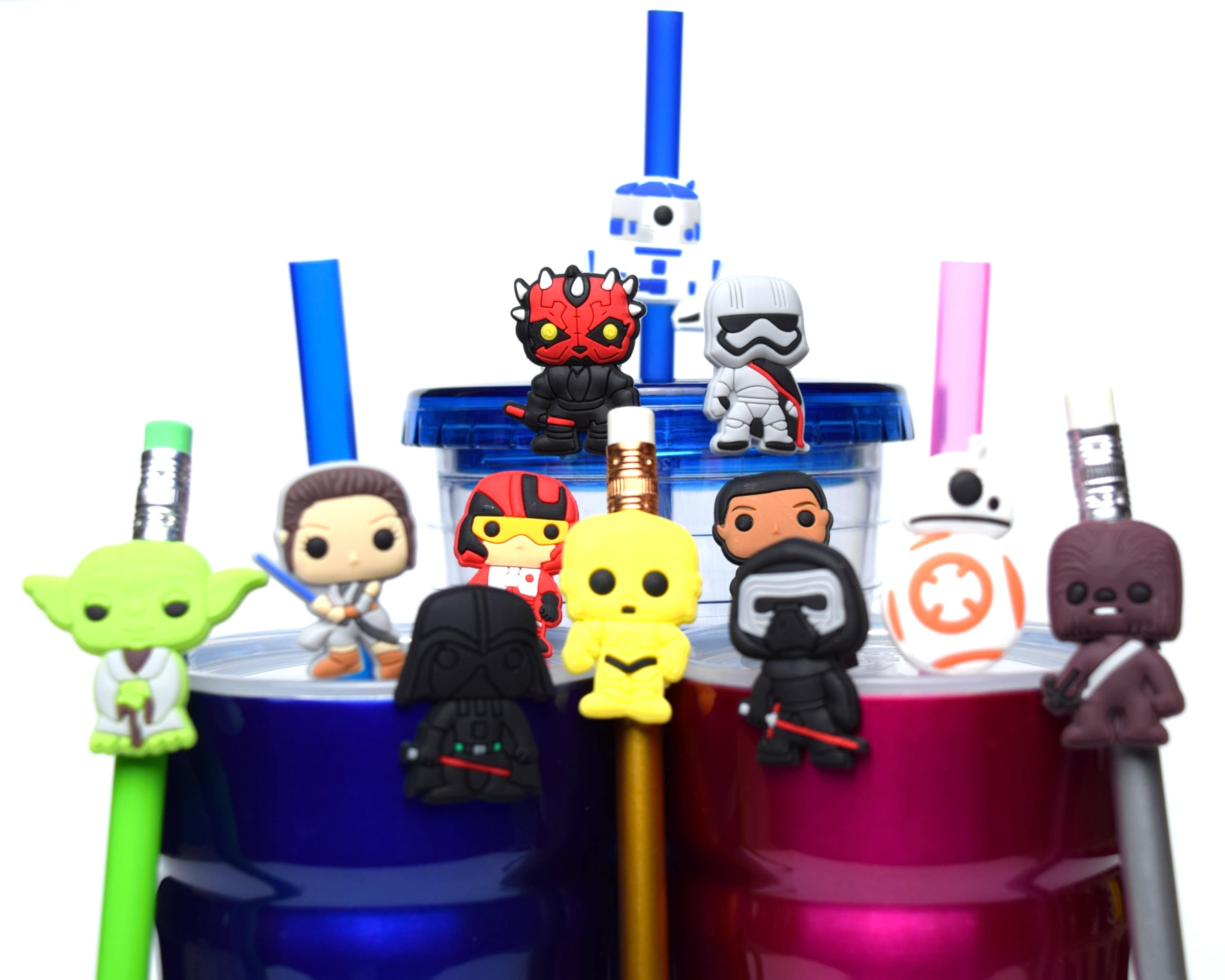 Star Wars Straw Buddies  Baby Yoda, C3PO, R2D2, BB8, Vader, Kylo