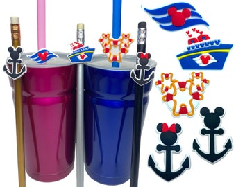 Disney Cruise Line Straw Buddies | DCL Ship Pencil Toppers | Birthday Party Loot Bag Favour | Cruise Fish Extender | Gift for Disney Fan