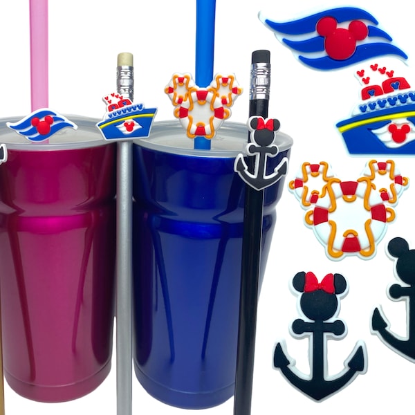 Disney Cruise Line Straw Buddies | DCL Ship Pencil Toppers | Birthday Party Loot Bag Favour | Cruise Fish Extender | Gift for Disney Fan