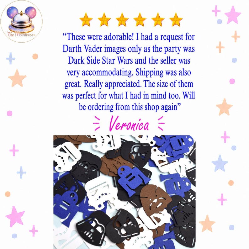 Star Wars Confetti | Star Wars Party Confetti | Star Wars Party Supplies | Darth Vader Confetti | R2D2 Confetti | Storm Trooper | Chewbacca image 12