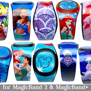 Little Mermaid Skins for MagicBand 2.0 or MagicBand+ | Ariel Magic Band Decal | Ursula, Flounder | Disney World | Fits Child & Adult Band
