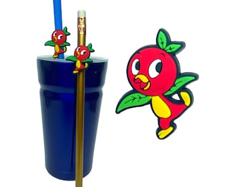 Orange Bird Straw Buddies | Disney Pencil Toppers | Birthday Party Loot Bag Favour | Cruise Fish Extender | Gift for Disney World Fan