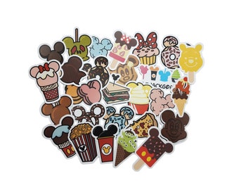 Disney Food Stickers | Vinyl Sticker for Laptop, Scrapbook, Phone, Luggage, Journal, Party Decoration | Assorted Stickers