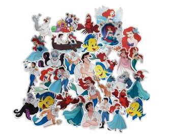 Little Mermaid Stickers | Vinyl Sticker for Laptop, Scrapbook, Phone, Luggage, Journal, Party Decoration | Assorted Stickers