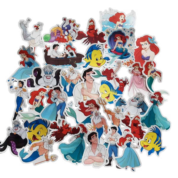 Little Mermaid Stickers | Vinyl Sticker for Laptop, Scrapbook, Phone, Luggage, Journal, Party Decoration | Assorted Stickers