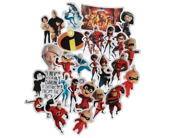 Incredibles Stickers | Vinyl Sticker for Laptop, Scrapbook, Phone, Luggage, Journal, Party Decoration | Assorted Stickers