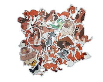 Fox and the Hound Stickers | Vinyl Sticker for Laptop, Scrapbook, Phone, Luggage, Journal, Party Decoration | Assorted Stickers