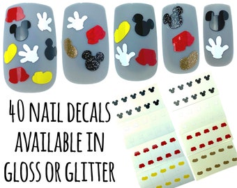 Mickey Mouse Nail Decals | Vinyl Stickers | Nail Art | Gloss and Glitter Colours | Disney World Vacation | Disneyland | Disney Cruise |