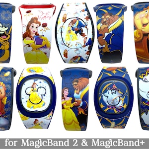 Beauty and the Beast Skins for MagicBand 2.0 or MagicBand+ | Belle, Lumiere, Chip Magic Band Decal | Fits Child & Adult Band | Disney World