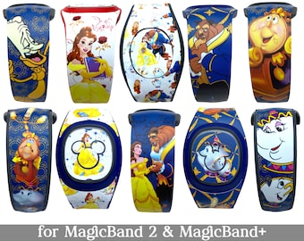 Beauty and the Beast Skins for MagicBand 2.0 or MagicBand+ | Belle, Lumiere, Chip Magic Band Decal | Fits Child & Adult Band | Disney World