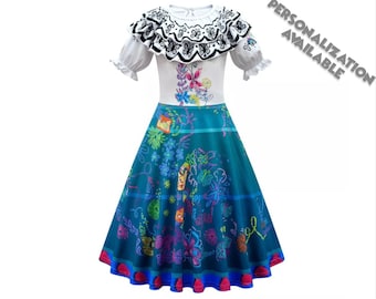 Mirabel Dress Child Sizes | Encanto Costume | Disney World Vacation Outfit | Disneyland Cosplay | Halloween Dress Up Clothes |  Madrigal