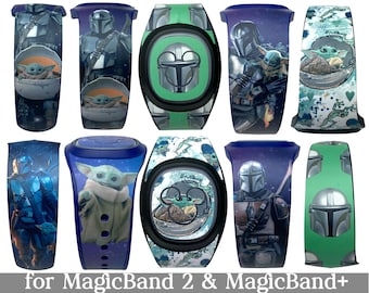 Mandalorian Skins for MagicBand 2.0 or MagicBand+ | Star Wars Magic Band Decal | Disney World | Fits Child & Adult Band | Grogu Baby Yoda