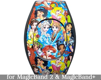 Princess Skin for MagicBand 2.0 or MagicBand+ | Elsa, Anna, Belle, Rapunzel, Ariel Magic Band Decal | Disney World | Fits Child & Adult Band