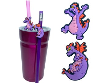 Figment Straw Buddies | Disney Pencil Toppers | Birthday Party Loot Bag Favour | Cruise Fish Extender | Gift for Disney Fan | EPCOT Mascot