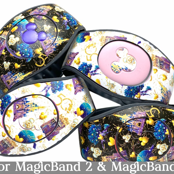 Disney World 50th Anniversary Skin for MagicBand 2.0 or MagicBand+ | Parks Magic Band Decal | Disney Trip Sticker | Fits Child & Adult Band