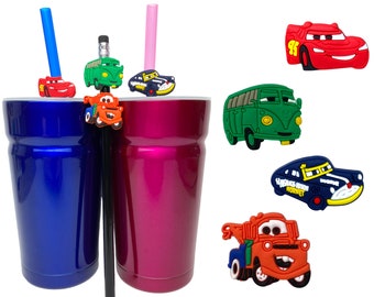 Cars Straw Buddies | Pixar Disney Pencil Topper | Lightning McQueen, Fillmore, Tow Mater, Doc Hudson | Loot Bag Favors | Fish Extender Gift