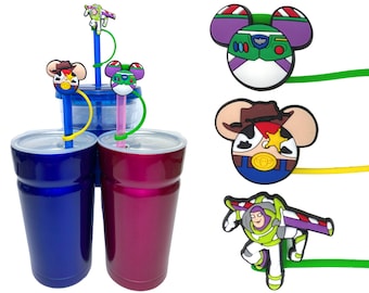 Toy Story Straw Lid | Woody Straw Topper | Buzz Lightyear Tumbler Decoration | Disney Party Gift Loot Bag | Mickey Cruise Fish Extender