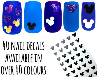 Mickey Head Nail Decals | Vinyl Stickers | Nail Art | Gloss, Glitter, Metallic, Pearl, Opal Colours | Disney World | Disneyland | Cruise