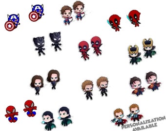 Avengers Earrings | Disney World Trip Accessories | Gift for Disney Fan | Disneyland Jewelry | Studs | Bounding Costume | Spider-Man Loki