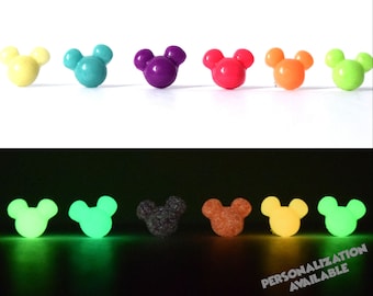 Glow in the Dark Mini Mickey Stud Earrings | Mickey Mouse Studs | Mickey Head Earrings | Glow Mickey Mouse Earrings | Glow Mickey Earrings