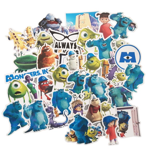 Monsters Inc Stickers | Vinyl Sticker for Laptop, Scrapbook, Phone, Luggage, Journal, Party Decoration | Assorted Stickers