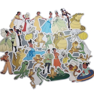Princess and the Frog Stickers | Vinyl Sticker for Laptop, Scrapbook, Phone, Luggage, Journal, Party Decoration | Assorted Stickers