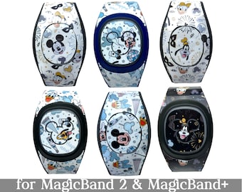 New Year's Mickey n Friends Skin for MagicBand 2 or MagicBand+ | Magic Band Decal | Disney Trip | Fits Child & Adult Magic Band | DisneyBand